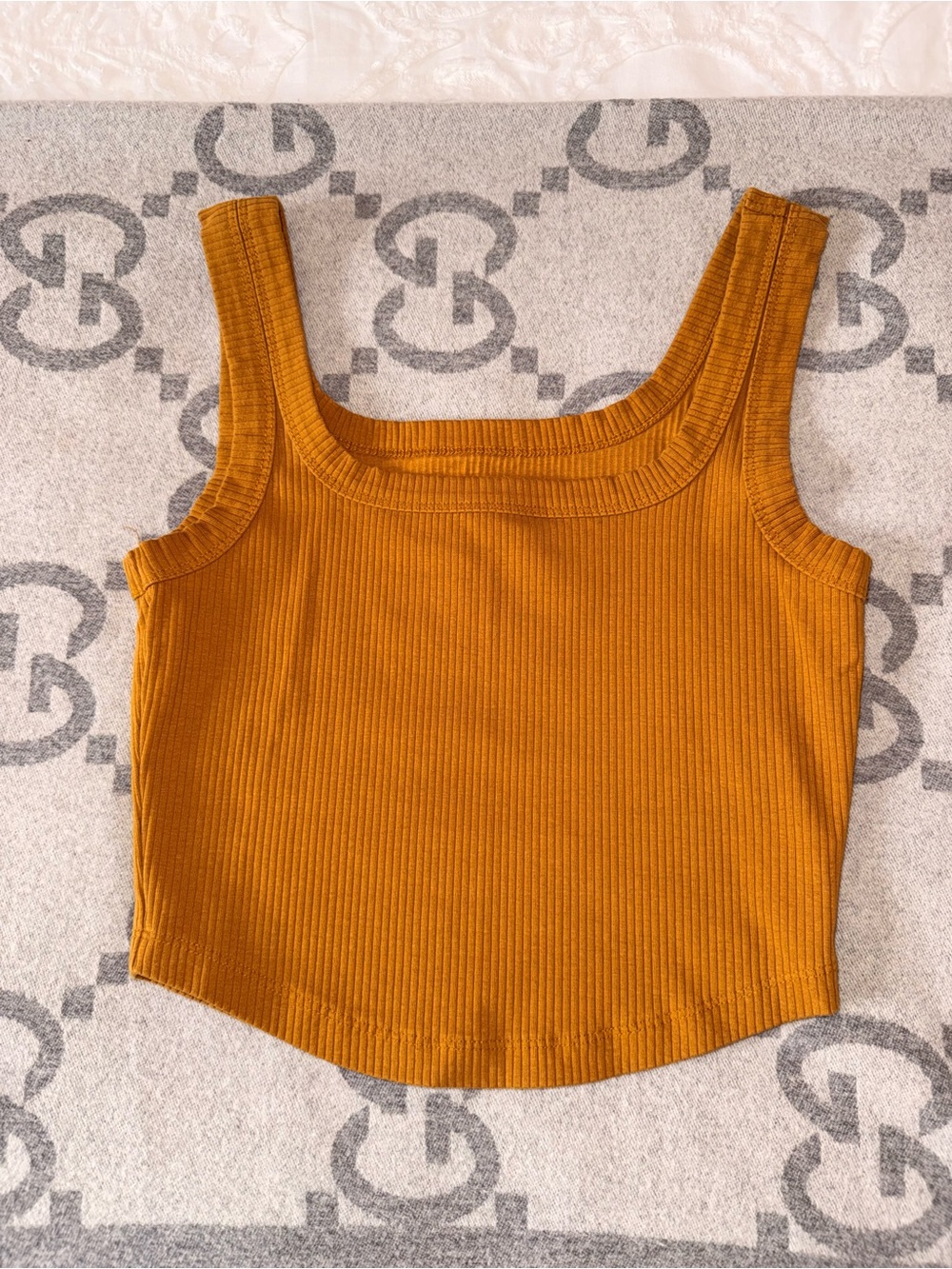 Madewell Ribbed Square-Neck Tank Top in Mustard Gold